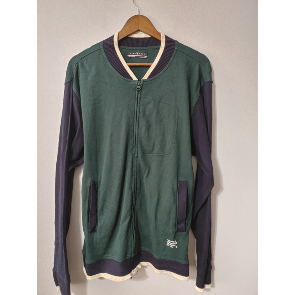 Men's FIVE FOUR Bomber Tracksuit Style Jacket XL Green Navy Blue